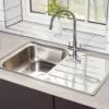 Rangemaster Michigan Compact Single Bowl Brushed Stainless Steel sink & Waste Kit with Reversible Drainer - 800 x 508mm