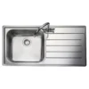 Rangemaster Oakland 1 Bowl Brushed Stainless Steel Sink & Waste Kit with Right Hand Drainer - 985 x 508mm