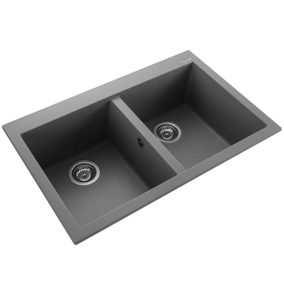 Rangemaster Oridian Inset 2 Bowl Igneous Granite Composite Kitchen Sink & Waste Kit - 790 x 500mm