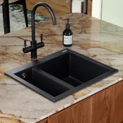 Rangemaster Oridian Inset 1.5 Bowl Igneous Granite Composite Kitchen Sink & Waste Kit - 590 x 500mm