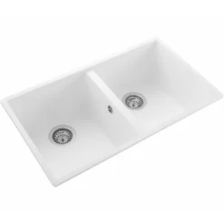 Rangemaster Oridian Undermount 2 Bowl Igneous Granite Composite Kitchen Sink & Waste Kit - 760 x 435mm
