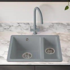 Rangemaster Paragon 1.5 Bowl Igneous Granite Composite Undermount Kitchen Sink & Waste Kit - 550 x 430mm