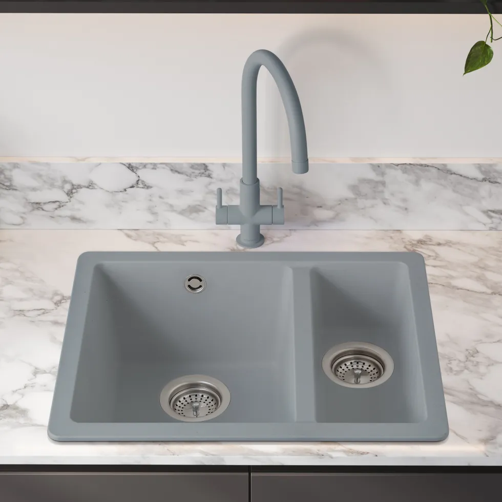 Rangemaster Paragon 1.5 Bowl Igneous Granite Composite Undermount Kitchen Sink & Waste Kit - 550 x 430mm