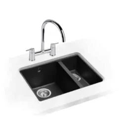 Rangemaster Paragon 1.5 Bowl Igneous Granite Composite Undermount Kitchen Sink & Waste Kit - 550 x 430mm