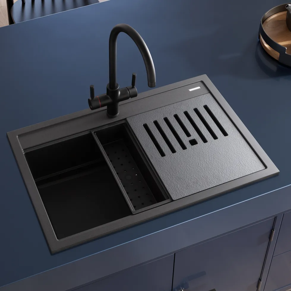 Rangemaster Prato Inset 1 Bowl Igneous Granite Composite Kitchen Sink & Waste Kit - 790 x 510mm