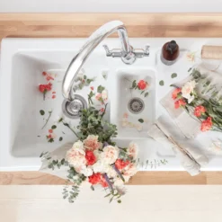 Rangemaster Rustic 1.5 Bowl White Ceramic Sink & Waste Kit with Reversible Drainer - 1000 x 500mm