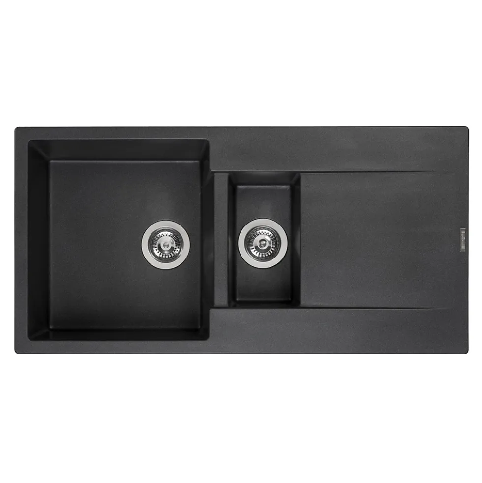 Reginox Amsterdam 1.5 Bowl Granite Composite Kitchen Sink & Waste Kit with Reversible Drainer - 1000 x 500mm