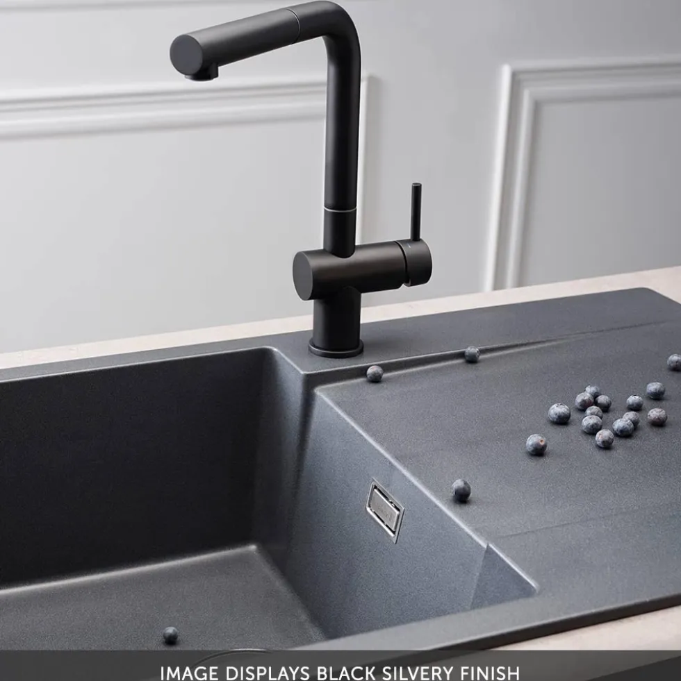 Reginox Amsterdam Compact Single Bowl Granite Composite Kitchen sink & Waste Kit with Reversible Drainer - 860 x 500mm