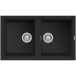 Reginox Best Double Bowl Granite Kitchen Sink & Waste Kit - 860 x 510mm