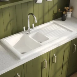 Reginox 1.5 Bowl Ceramic Kitchen Sink & Waste Kit with Reversible Drainer - 1010 x 525mm