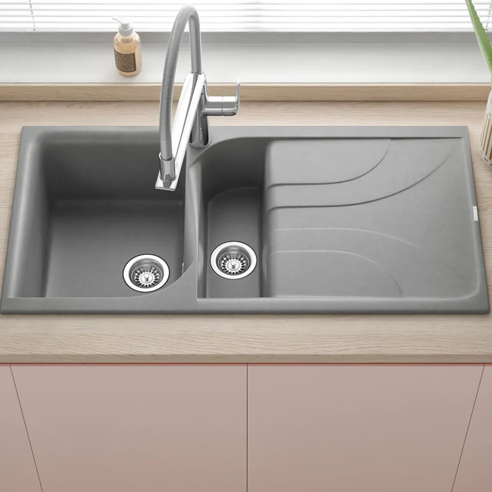Reginox Ego 1.5 Bowl Composite Kitchen Sink with Reversible Drainer & Waste Kit - 1000 x 500mm