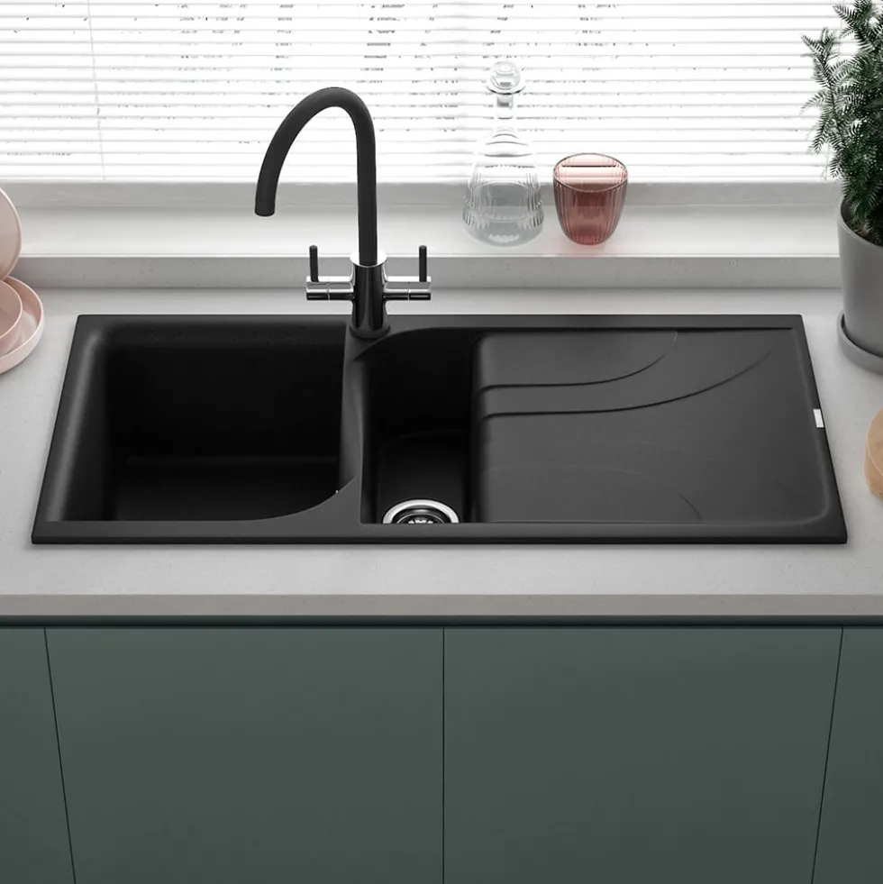 Reginox Ego 1.5 Bowl Composite Kitchen Sink with Reversible Drainer & Waste Kit - 1000 x 500mm