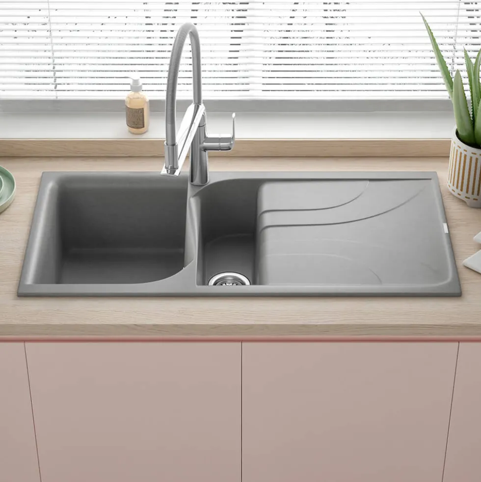 Reginox Ego 1.5 Bowl Composite Kitchen Sink with Reversible Drainer & Waste Kit - 1000 x 500mm