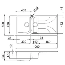 Reginox Ego 1.5 Bowl Composite Kitchen Sink with Reversible Drainer & Waste Kit - 1000 x 500mm