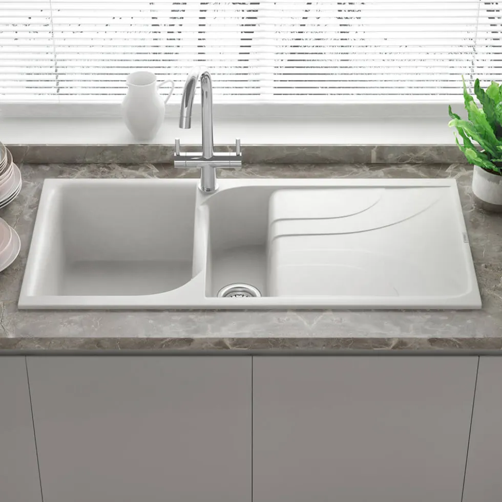 Reginox Ego 1.5 Bowl Composite Kitchen Sink with Reversible Drainer & Waste Kit - 1000 x 500mm