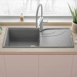 Reginox Ego Granite Composite Large Single Bowl Kitchen Sink with Reversible Drainer & Waste Kit - 1000 x 500mm