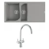 Reginox Ego Titanium Spek Granite Composite 1.5 Bowl Kitchen Sink & Vellamo Caspian Mono Mixer Tap