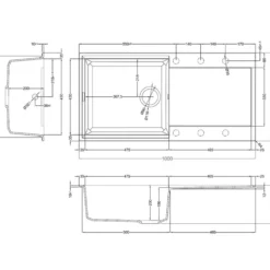 Reginox Elleci Easy 10 Large Single Bowl Granite Composite Inset Kitchen Sink & Waste - 1000 x 500mm