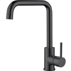Reginox Harlem 1 Bowl Black Silvery Granite Composite Sink & Waste Kit and Vellamo Koro Black Mono Kitchen Mixer