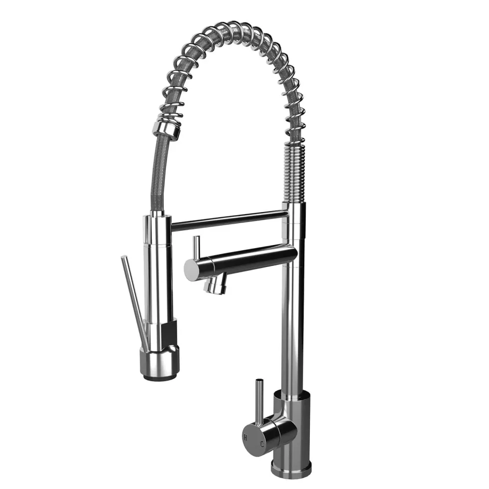 Reginox Harlem 1.5 Bowl Black Silvery Granite Composite Sink & Waste Kit and Vellamo Hanbury Pull Out Mono Kitchen Mixer