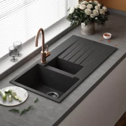Reginox Harlem 1.5 Bowl Granite Composite Kitchen Sink & Waste Kit - 1000 x 500mm
