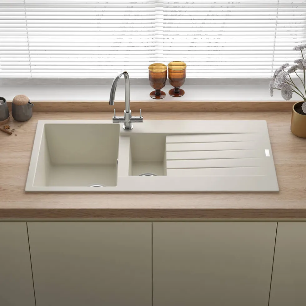 Reginox Harlem 1.5 Bowl Granite Composite Kitchen Sink & Waste Kit - 1000 x 500mm