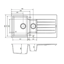 Reginox Harlem 1.5 Bowl Granite Composite Kitchen Sink & Waste Kit - 1000 x 500mm
