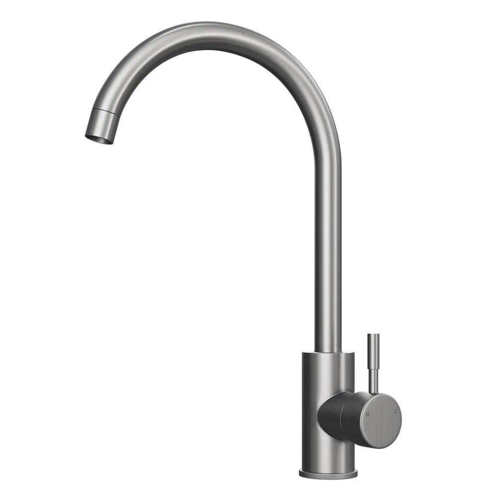Reginox Harlem 1.5 Bowl Grey Silvery Granite Composite Sink & Waste Kit and Vellamo Revolve Stainless Steel Mono Kitchen Mixer