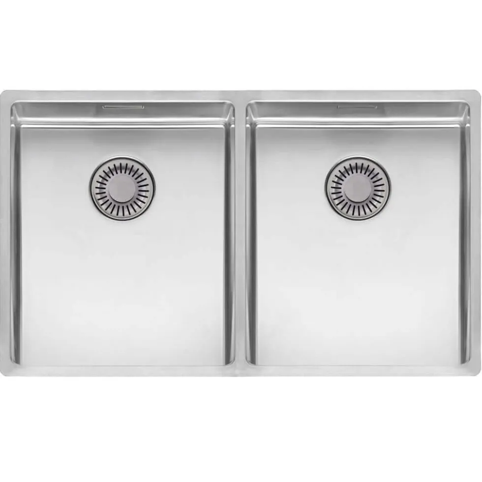 Reginox New York 2 Bowl Undermount or Inset Stainless Steel Kitchen Sink and Integrated Waste - 740 x 440mm