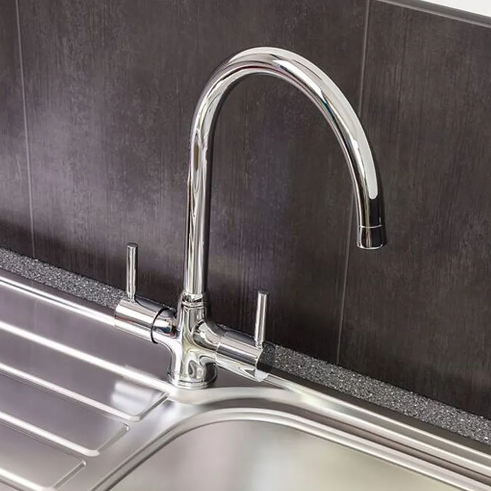 Reginox Thames WRAS Approved Twin Lever Kitchen Sink Mixer Tap - Chrome