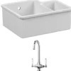 Reginox Tuscany 1.5 Bowl Undermount Ceramic Sink & Waste and Butler & Rose Victoria Traditional Mono Kitchen Mixer Tap