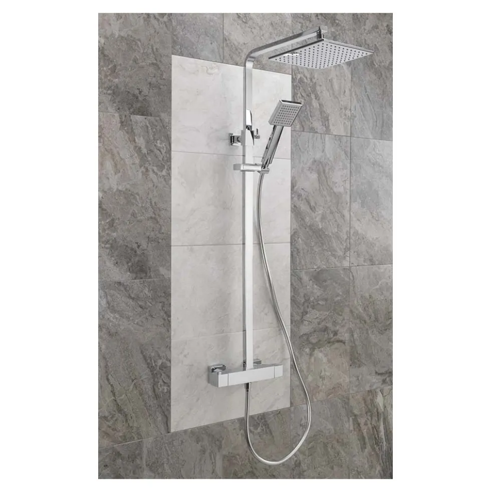 Sagittarius Stark Cube Deluxe Exposed Thermostatic Shower Valve And Rigid Riser Kit