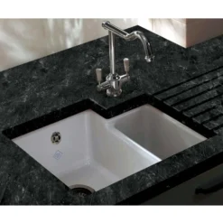 Shaws Classic Brindle White Ceramic 1.5 Bowl Undermount or Top Mount Kitchen Sink - 548 x 500mm