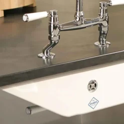 Shaws Classic Inset or Undermount White Ceramic Single Bowl Kitchen Sink - 595mm x 460mm