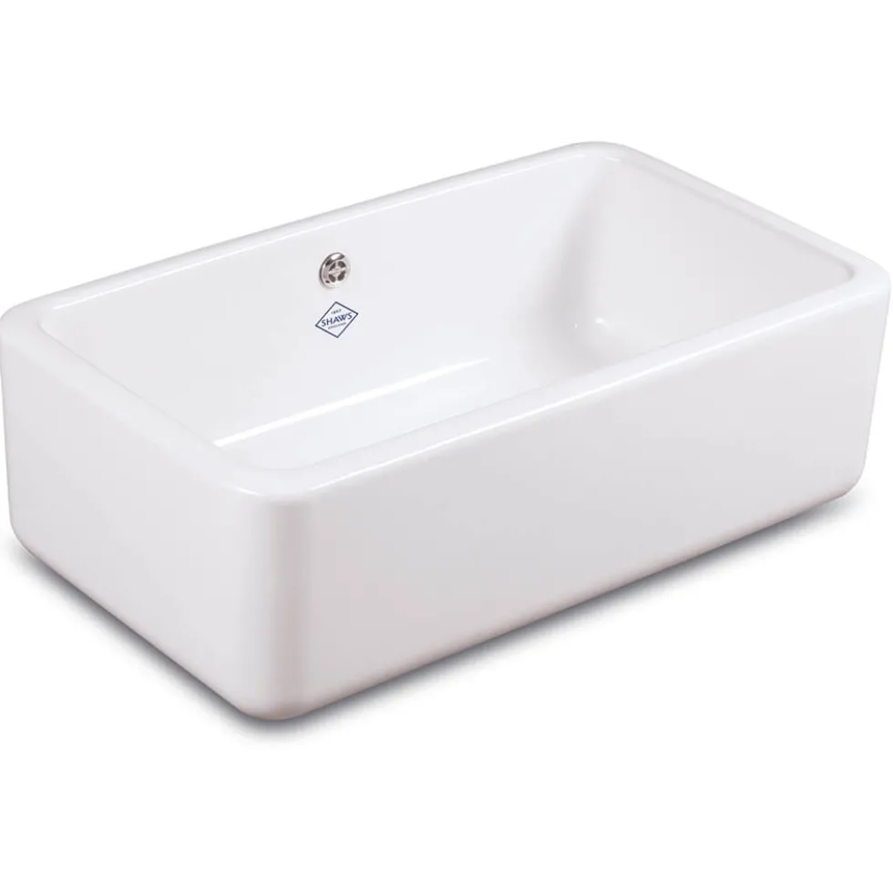 Shaws Contemporary Butler White Ceramic Large Single Bowl Kitchen Sink - 795mm x 460mm