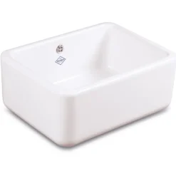 Shaws Contemporary Butler White Ceramic Single Bowl Kitchen Sink - 595mm x 460mm