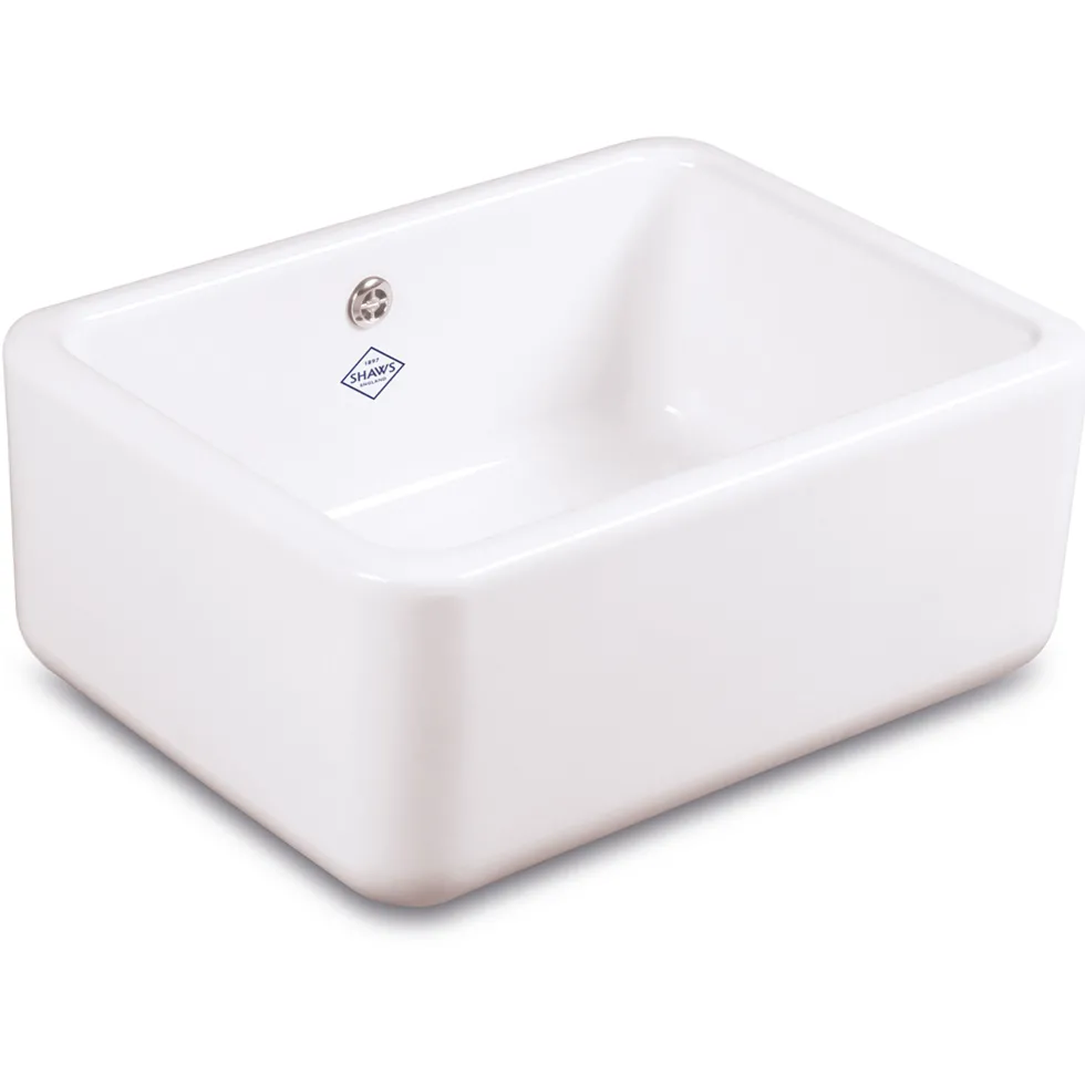Shaws Contemporary Butler White Ceramic Single Bowl Kitchen Sink - 595mm x 460mm
