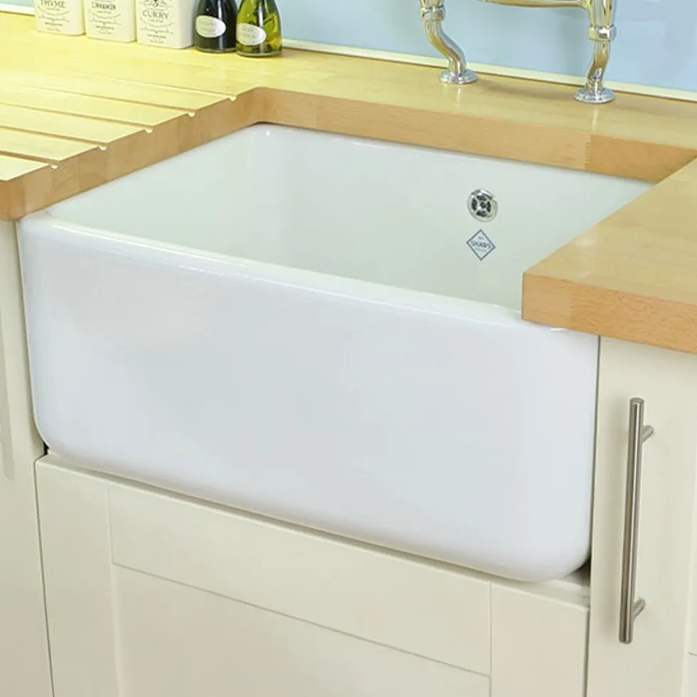 Shaws Contemporary Butler White Ceramic Single Bowl Kitchen Sink - 595mm x 460mm