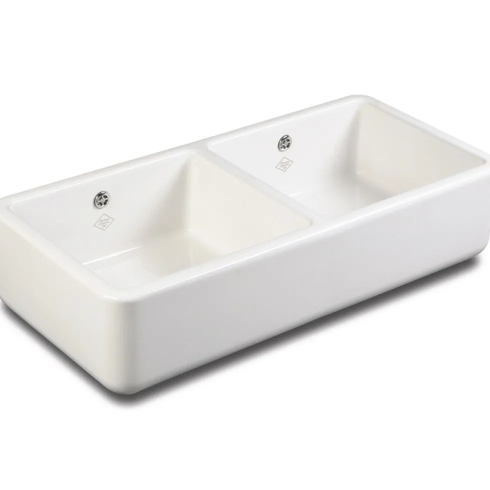 Shaws Contemporary Double Bowl Ceramic Belfast Sink - 995mm x 465mm