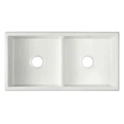 Shaws Contemporary Shaker Double Bowl White Ceramic Belfast Kitchen Sink - 895 x 465mm
