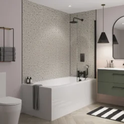 Showerwall Brushed Cloud Terazzo Laminate Tile - 2400 x 600mm