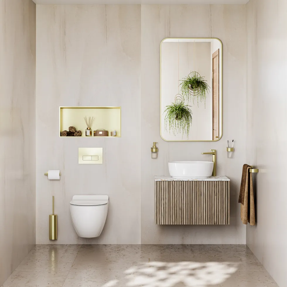 Showerwall Indiana Limestone Hydrocore Laminate Bathroom Wall Panel