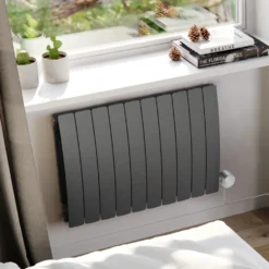 Terma Bergamo Electric Single Panel Horizontal Radiator with VEO Wi-Fi Controlled Heating Element