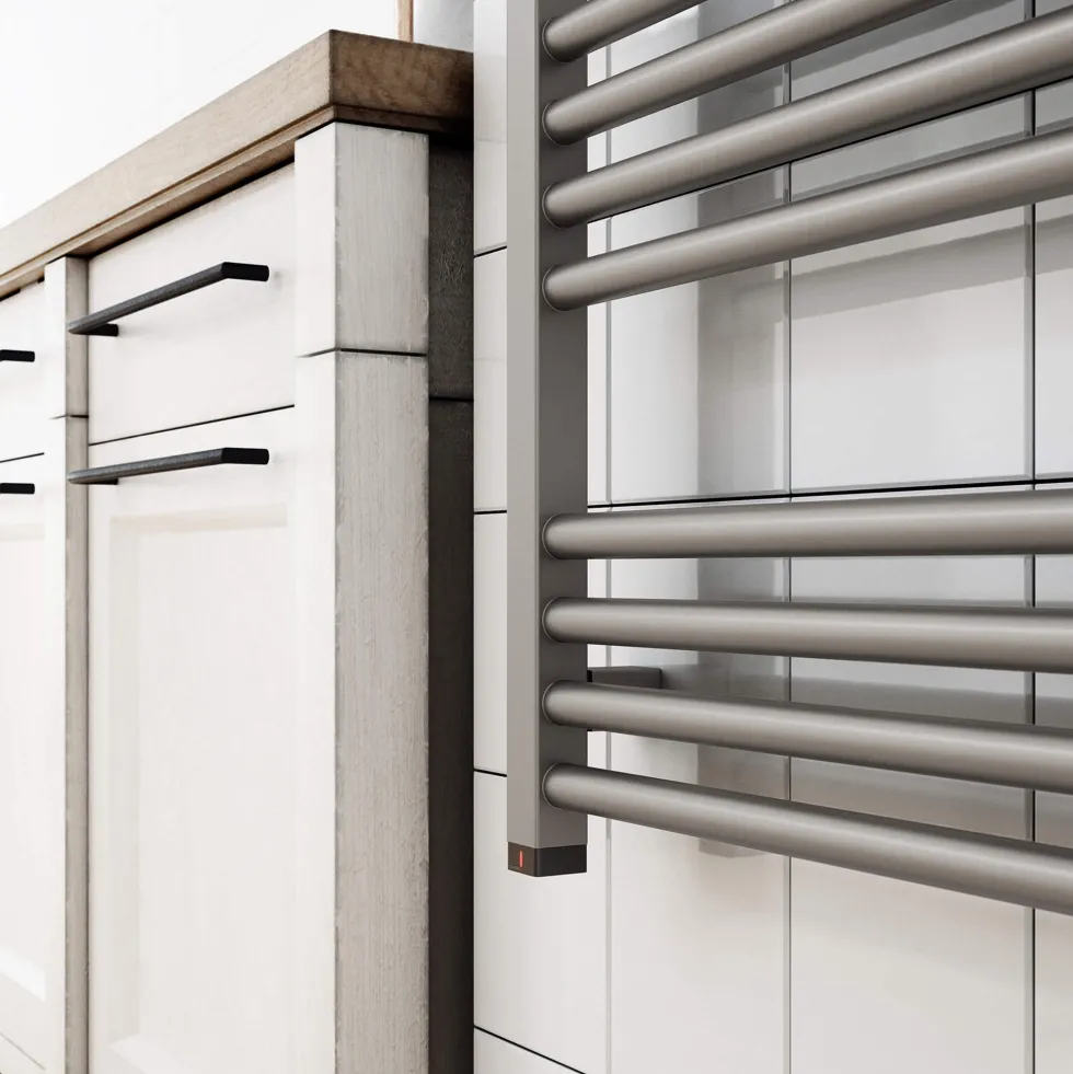 Terma Fiona One Electric Heated Towel Rail with Heating Element - Sparkling Gravel - 4 Sizes