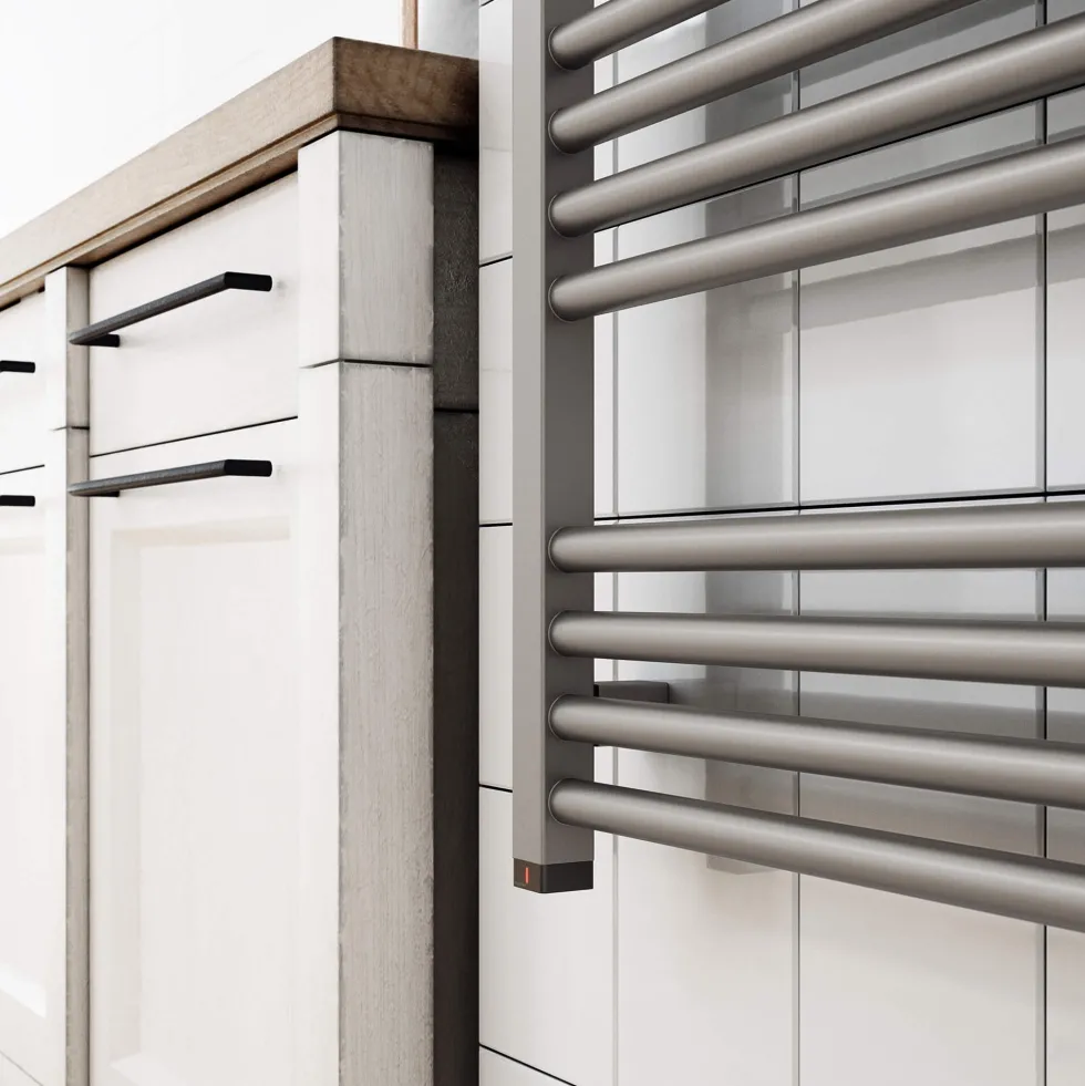 Terma Fiona One Electric Heated Towel Rail with Heating Element - Sparkling Gravel - 4 Sizes