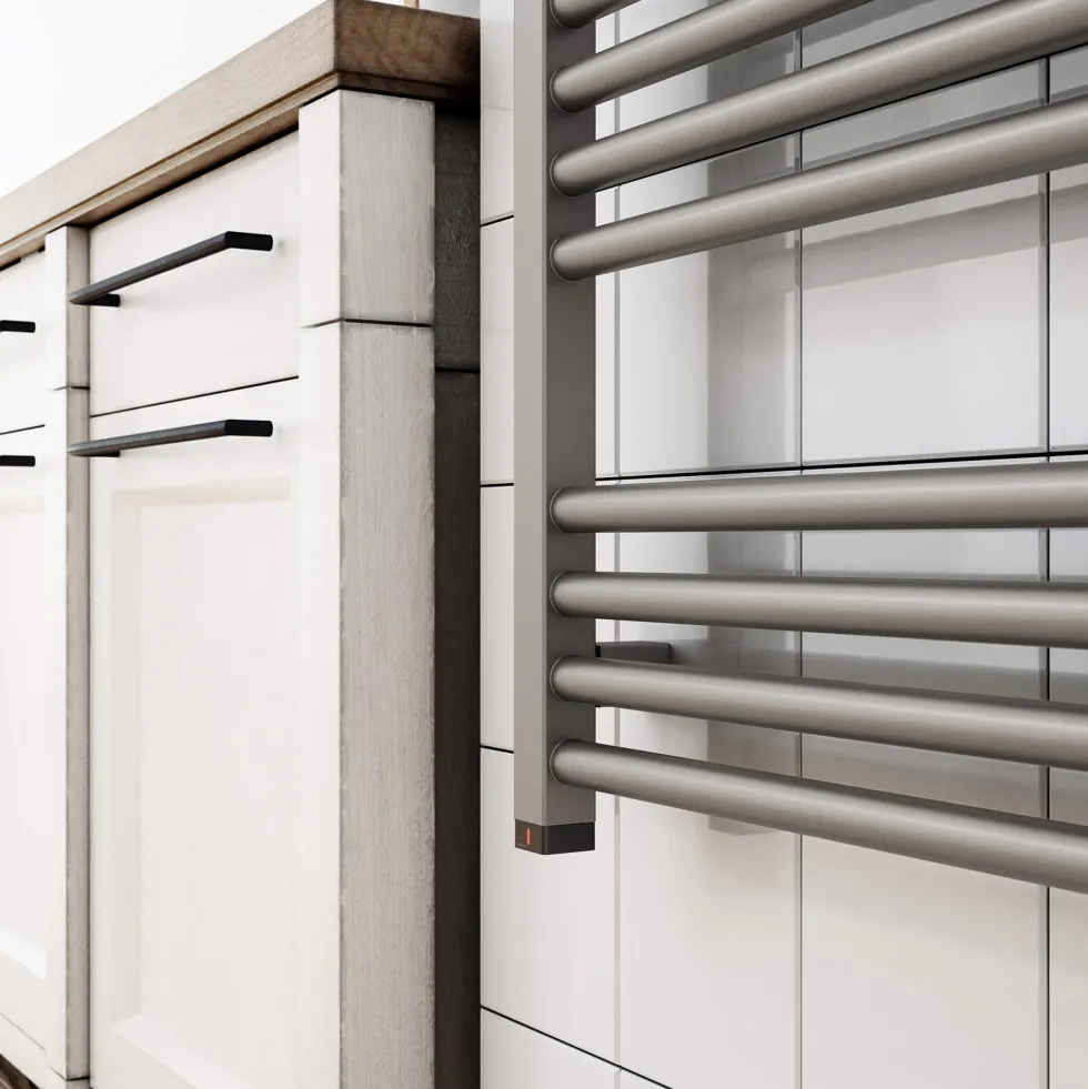 Terma Fiona One Electric Heated Towel Rail with Heating Element - Sparkling Gravel - 4 Sizes