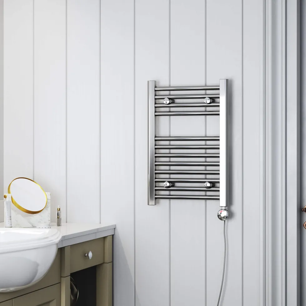 Terma Leo Chrome Electric Heated Towel Rail with Heating Element