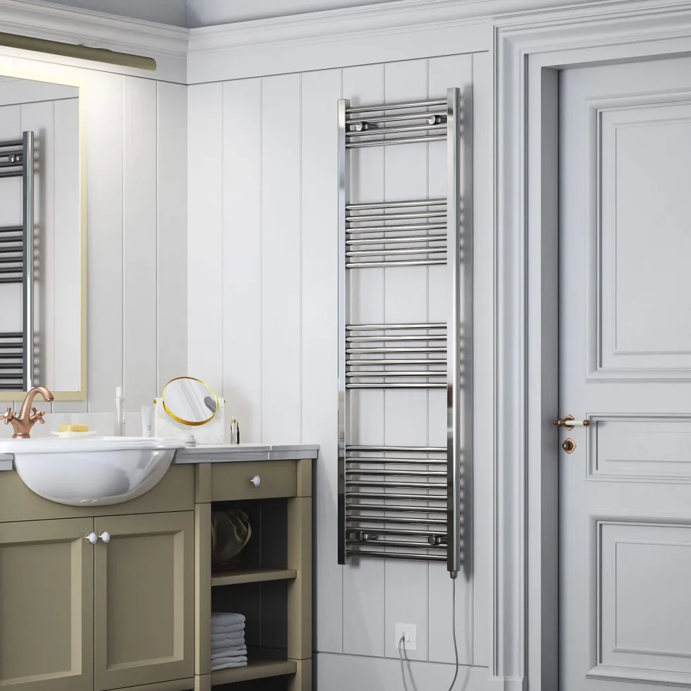 Terma Leo Chrome Electric Heated Towel Rail with Heating Element