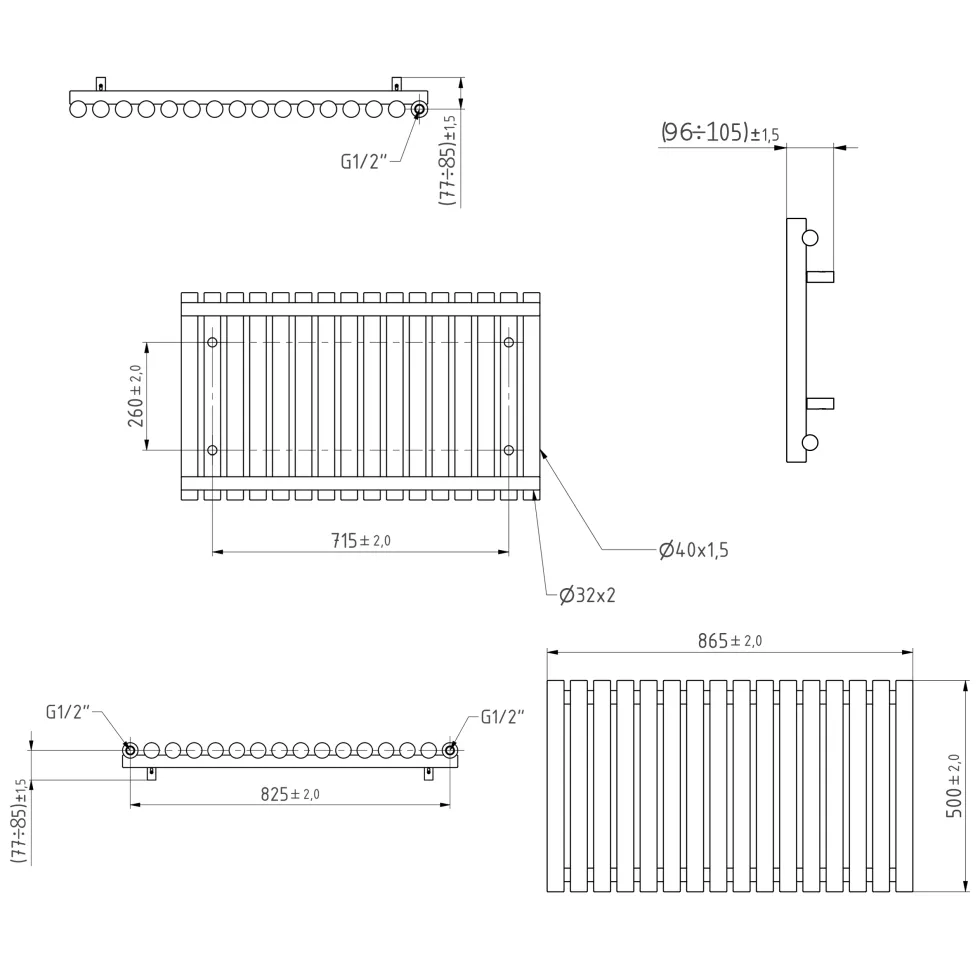 Terma Rolo Room Single Panel Horizontal Radiator - 3 Sizes