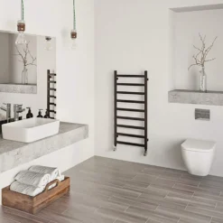Terma Simple Flat Heban Black Ladder Heated Towel Rail